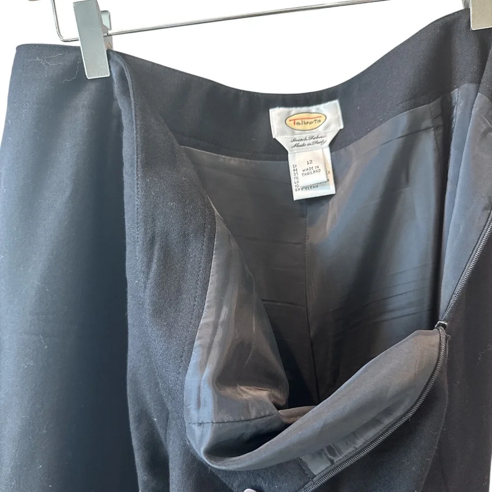 Vintage Talbots Pants 12 Wool Wide Leg Minimalist Trouser Career Classic Black‎